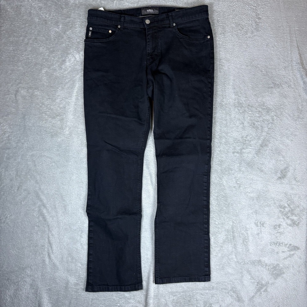 Brax Men's 35x34 (Fits 36x31) Black Denim Cooper Fancy Regular